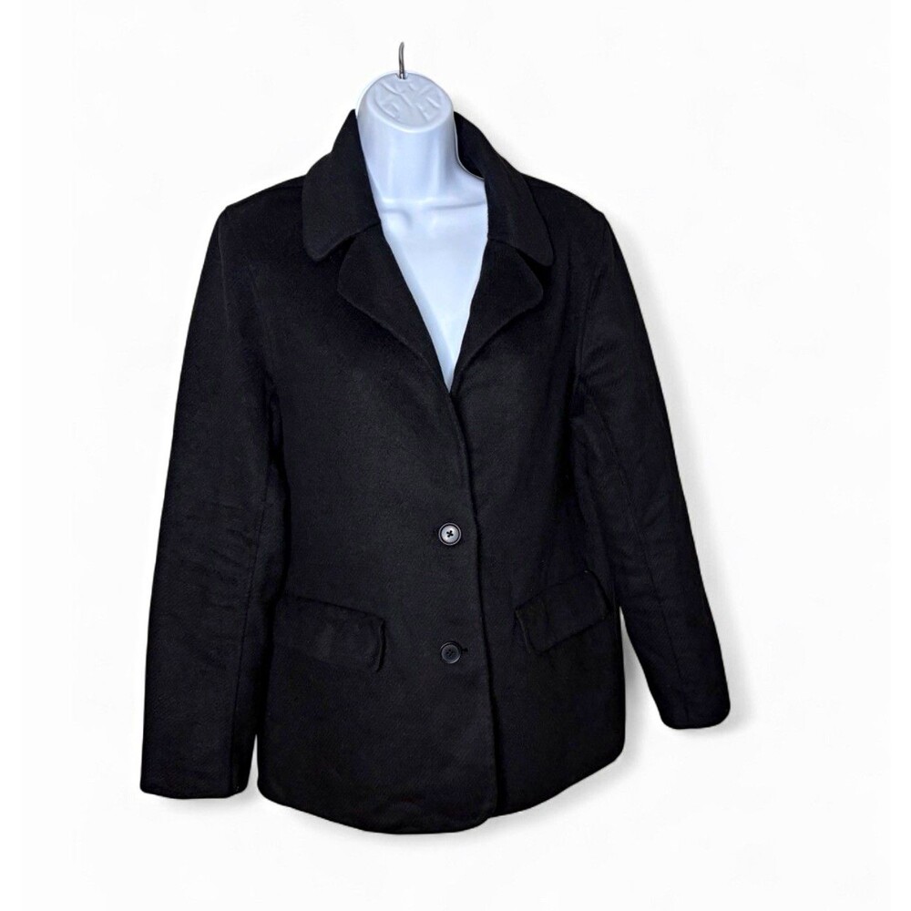 Abercrombie & Fitch Black Wool Blend Tailored Blazer Dad Coat Jacket Size M